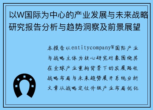 以W国际为中心的产业发展与未来战略研究报告分析与趋势洞察及前景展望